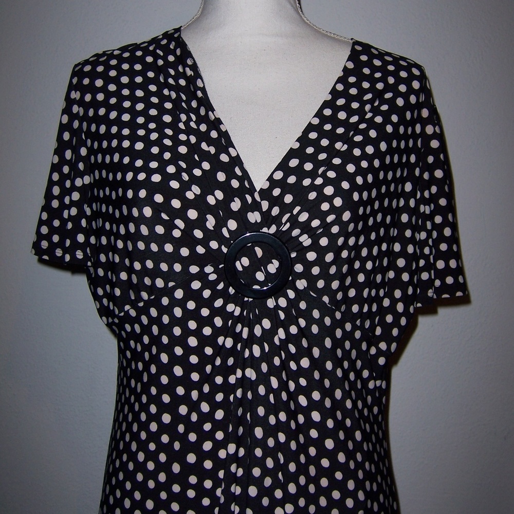 Evan Picone  Dress Sz 16 Polka Dots Short Sleeve